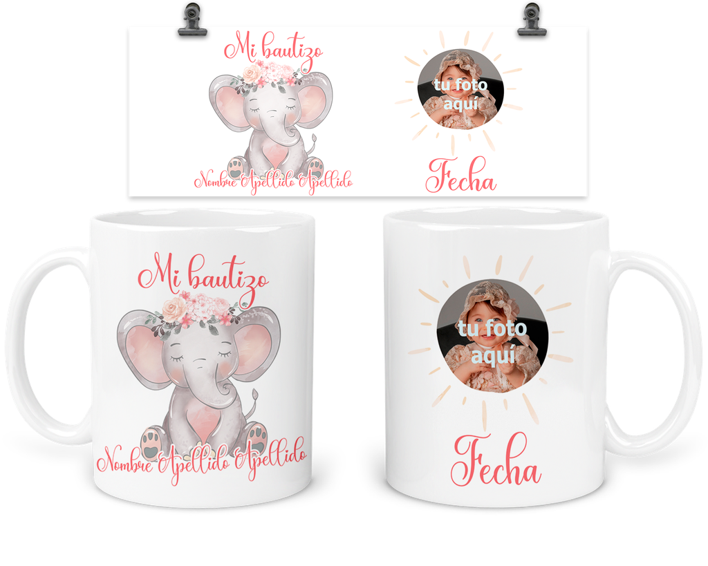 Taza Personalizada Para Bautizo Tba21. Detalle Invitados (Sin personalizado)