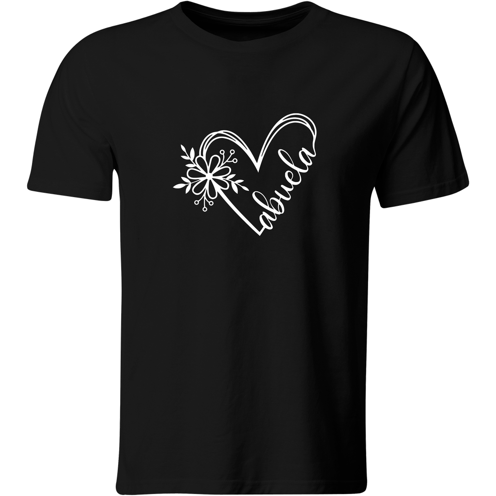 Playera Color fdda2. corazon abuela dia del abuelo (Recto​, Negro​, Blanco)