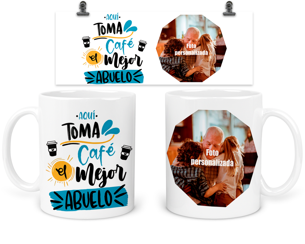 Taza 11 Oz tda1. dia del abuelo personalizada con foto (Sin personalizado)