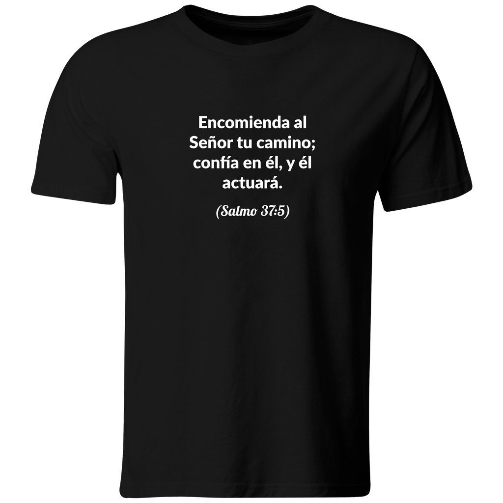 Playera Color Ic57. Frase Cristiana Religiosa: Salmo 37:5