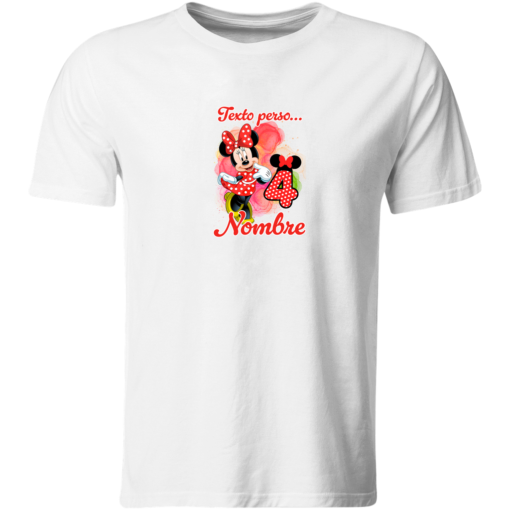 Playera Personalizada Cumpleaños Pc68. Minnie Mouse roja (Recto​)