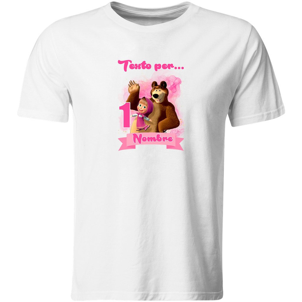 Playera Personalizada Cumpleaños Pc69. Masha y oso (Recto​)