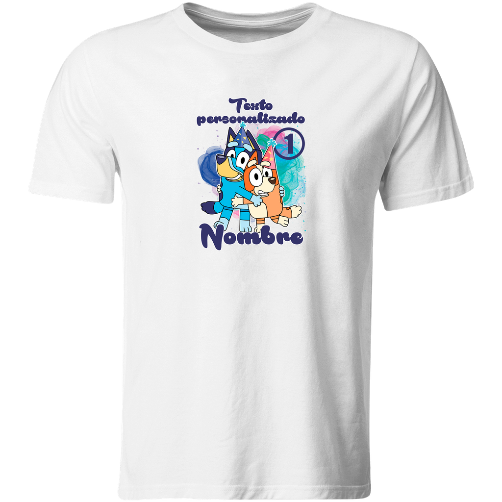 Playera Personalizada Cumpleaños Pc72. Bluey Dog familia (Recto​)