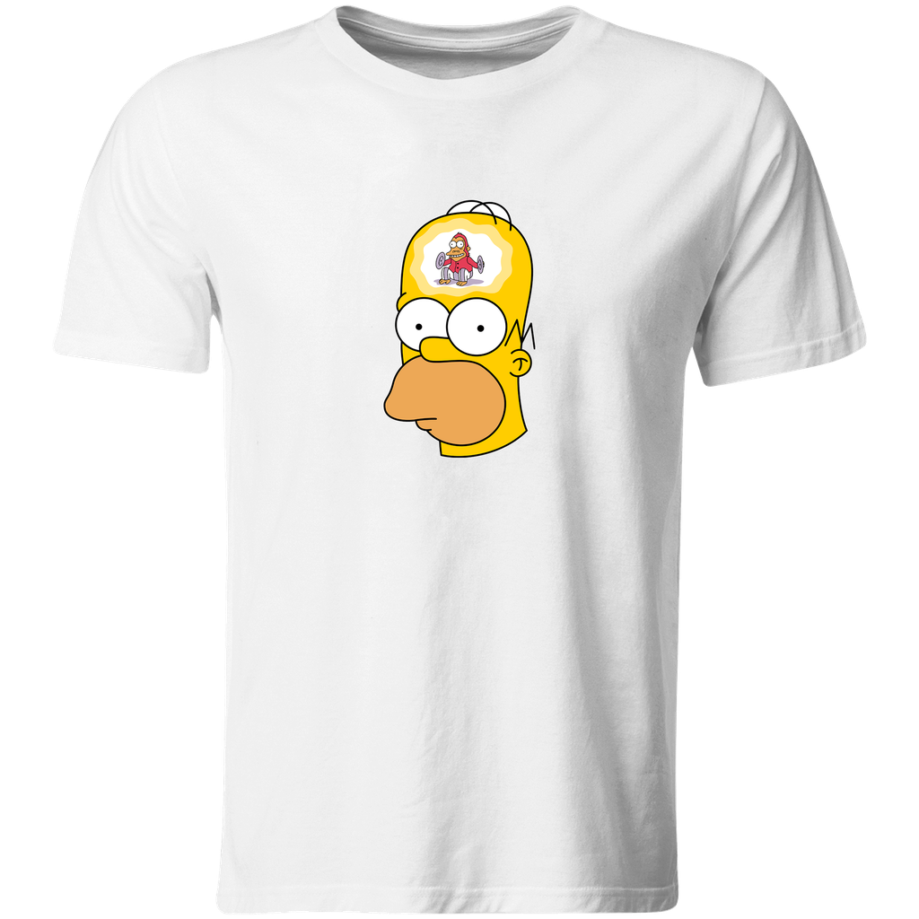 Playera Individual Lk700. homero pensando mono con platos  (Recto​)