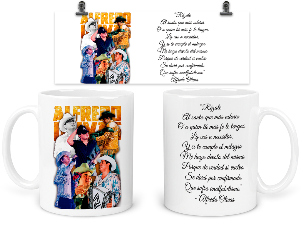 Taza 11 Oz Taf6. Alfredo Olivas Alfredito rezale al santo  (Sin personalizado)