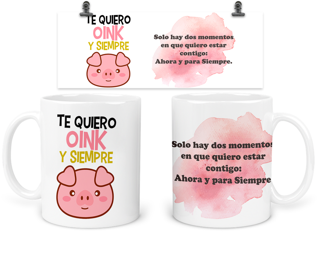Taza 11 Oz Tapp4. Dúo De Tazas Aniversario: cerditos oink (Sin personalizado)