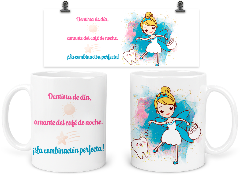 Taza 11 Oz Tap22. Regalo Dentista Hada De Los Dientes (Con nombre)
