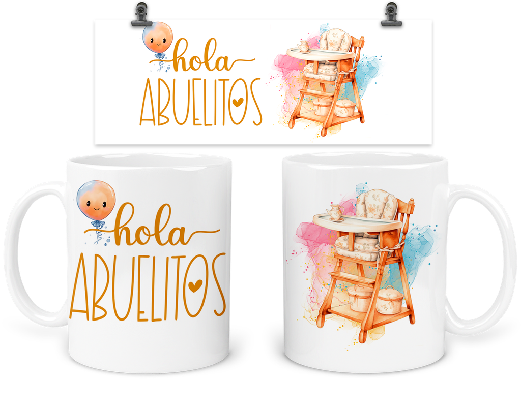 Taza 11 Oz TFB9. "Hola abuelitos" futuros padres.