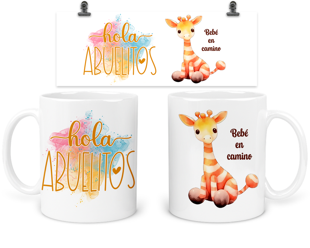 Taza 11 Oz TFB11. "Hola abuelitos" futuros padres.