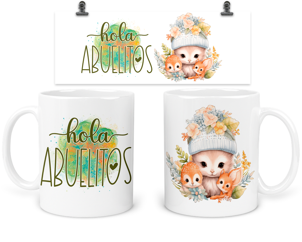 Taza 11 Oz TFB12. "Hola abuelitos" futuros padres.