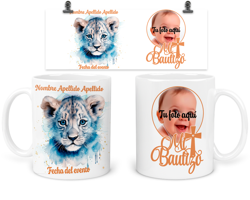 Taza Personalizada Para Bautizo Tba24. Invitados León niño