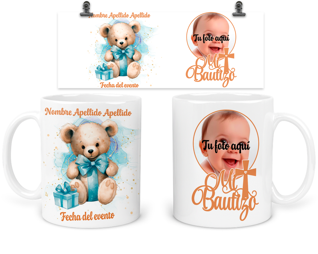 Taza Personalizada Para Bautizo Tba27. Invitados oso (Sin personalizado)