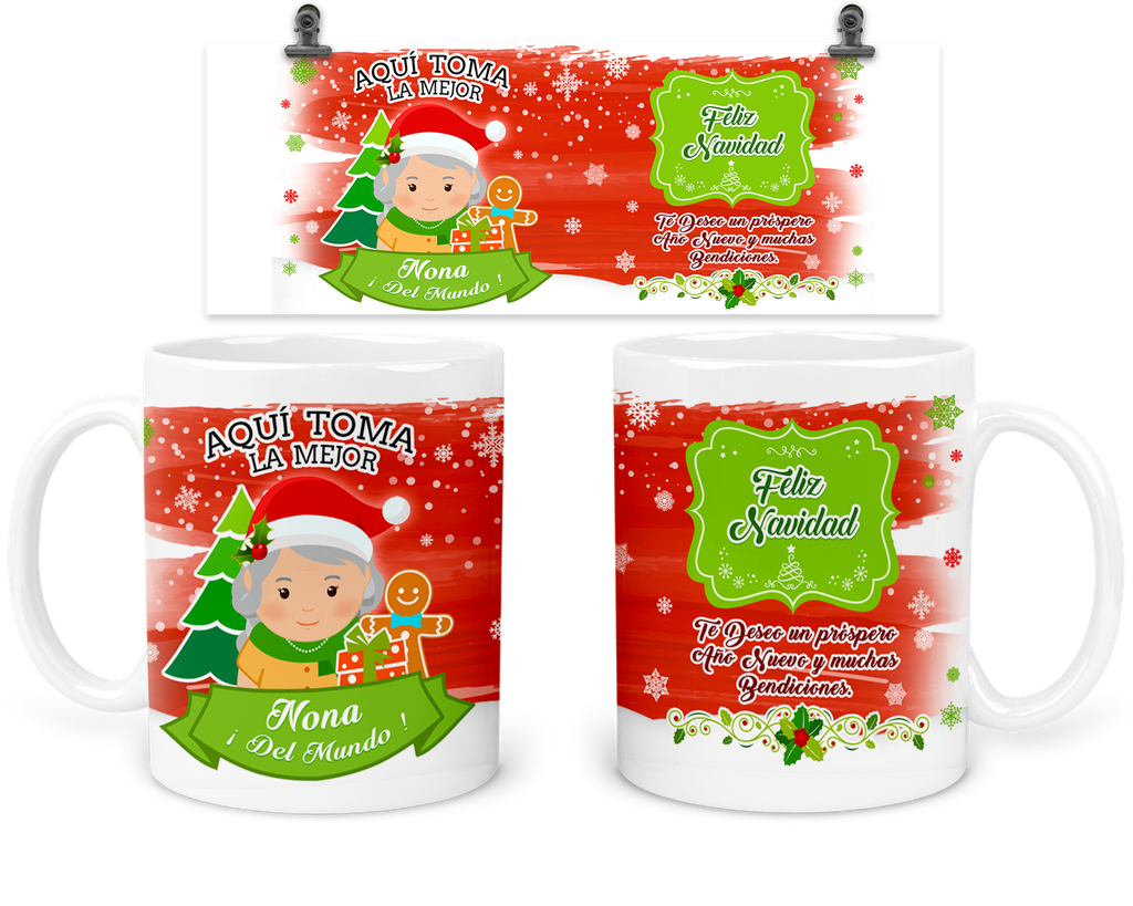Taza 11 Oz Tan41. Navidad Intercambio. Aquí Toma: Abuela