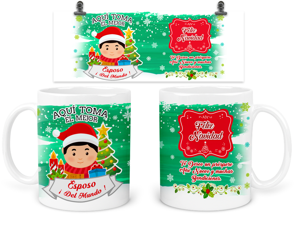 Taza 11 Oz Tan44. Navidad Intercambio. Aquí Toma: Esposo