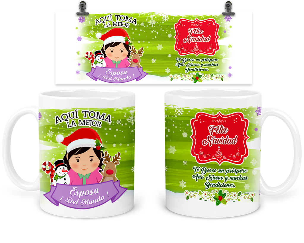 Taza 11 Oz Tan45. Navidad Intercambio. Aquí Toma: Esposa (Sin personalizado)