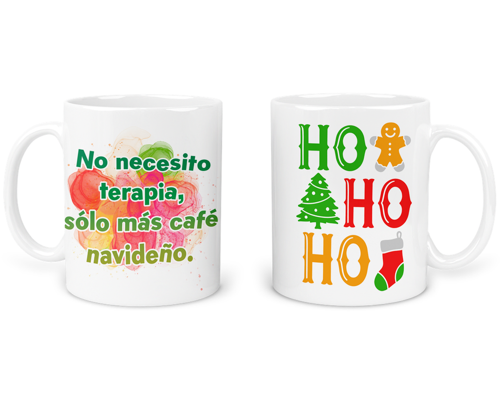 Taza 11 Oz Tan47. Navidad Intercambio. No necesito terapia