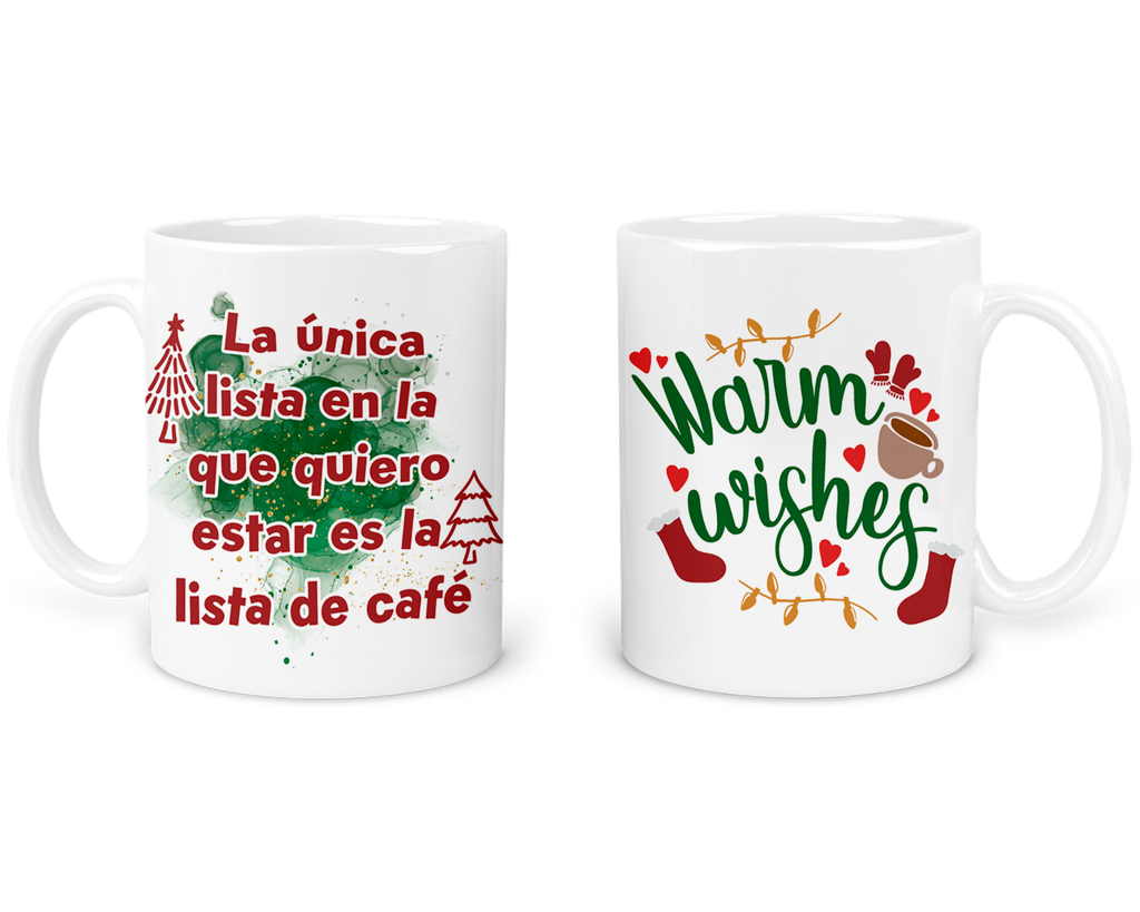 Taza 11 Oz Tan50. Navidad Intercambio. Lista del cafe (Sin personalizado)
