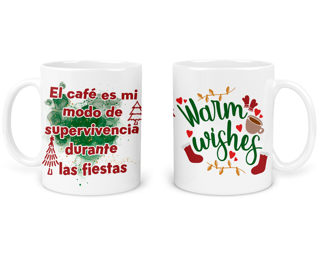 Taza 11 Oz Tan51. Navidad Intercambio. cafe modo supervivencia... (Sin personalizado)