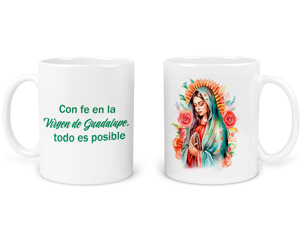 Taza 11 Oz Ts2. De La Virgen De Guadalupe: Fe Y Devoción (Con nombre)