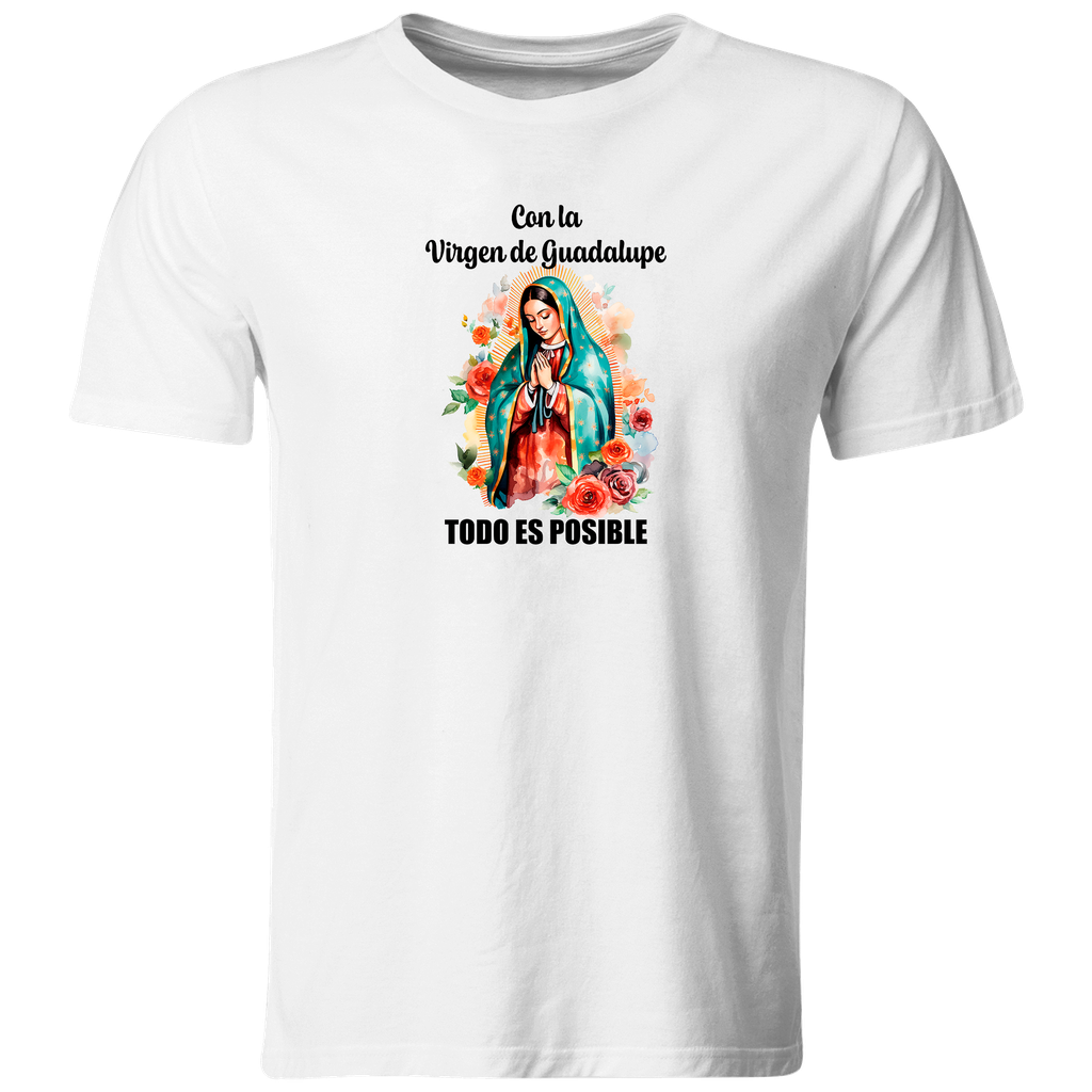 Playera Religiosa Rg11. Virgen De Guadalupe Todo Es Posible. (Recto​)