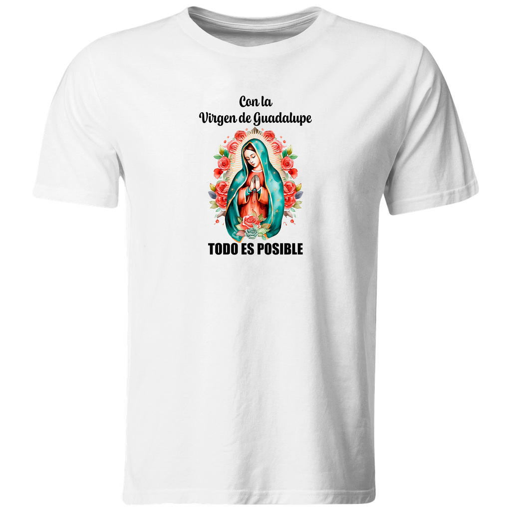 Playera Religiosa Rg13. Virgen De Guadalupe Todo Es Posible. (Recto​)