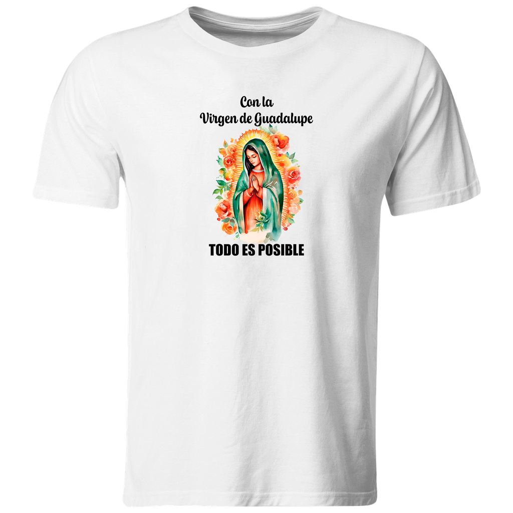 Playera Religiosa Rg14. Virgen De Guadalupe Todo Es Posible. (Recto​)