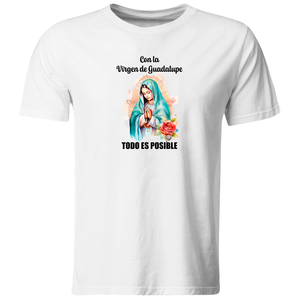Playera Religiosa Rg15. Virgen De Guadalupe Todo Es Posible. (Recto​)