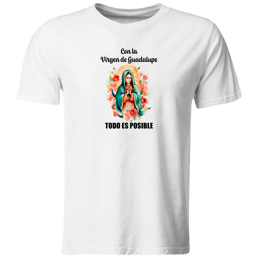 Playera Religiosa Rg21. Virgen De Guadalupe Todo Es Posible. (Recto​)