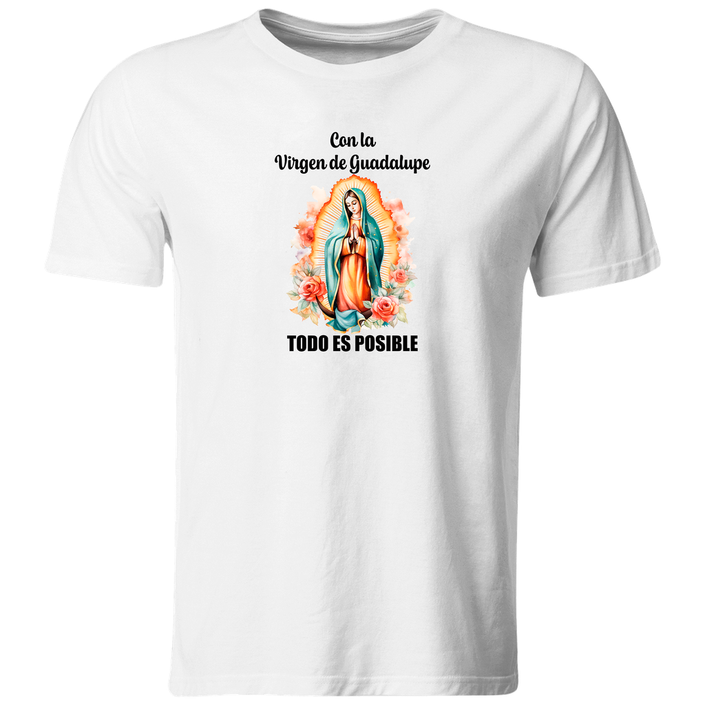 Playera Religiosa Rg23. Virgen De Guadalupe Todo Es Posible. (Recto​)
