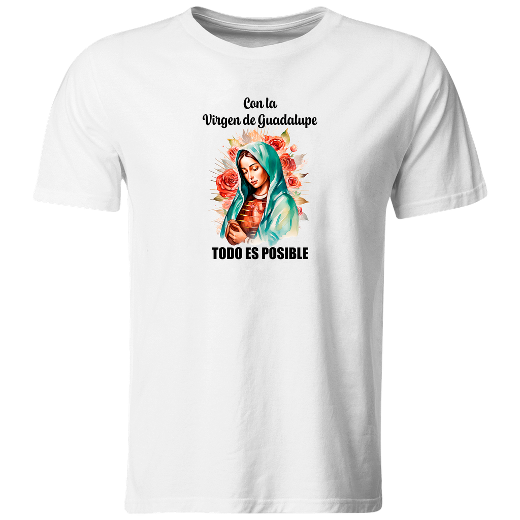 Playera Religiosa Rg25. Virgen De Guadalupe Todo Es Posible. (Recto​)