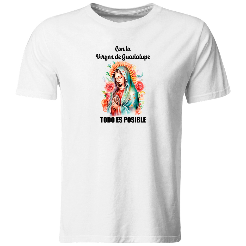 Playera Religiosa Rg27. Virgen De Guadalupe Todo Es Posible. (Recto​)