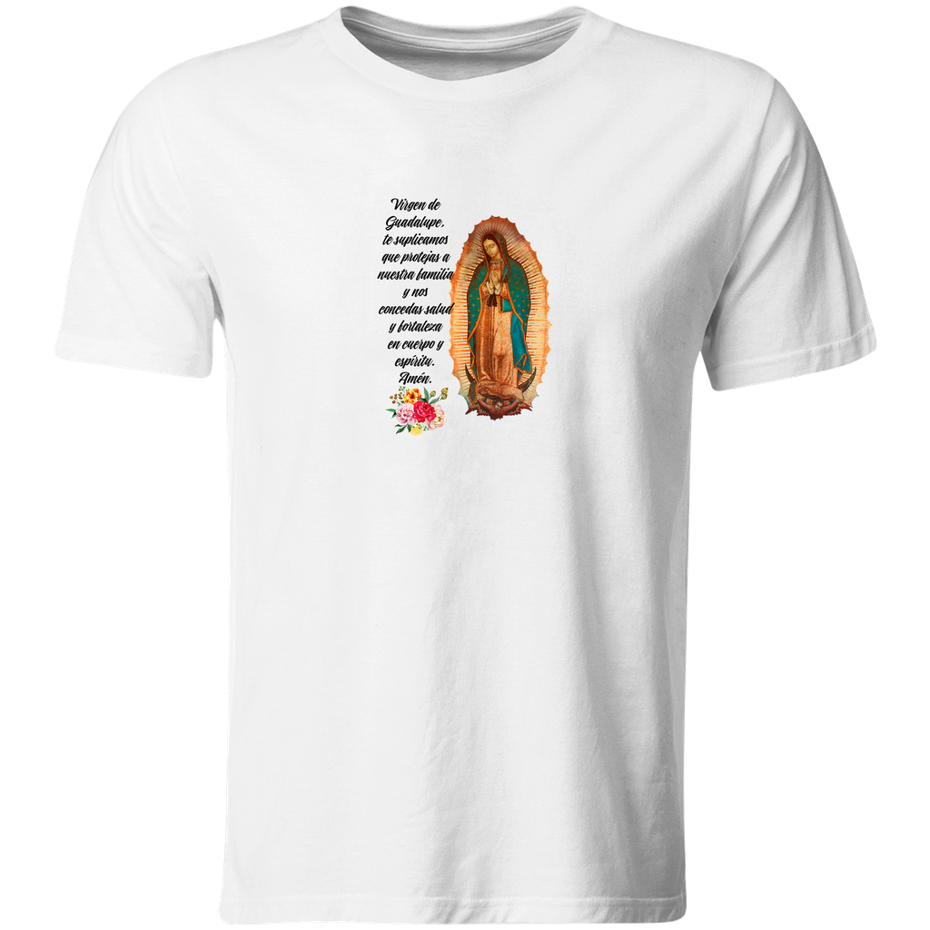 Playera Religiosa Rg31. Virgen De Guadalupe Oración Salud (Recto​)