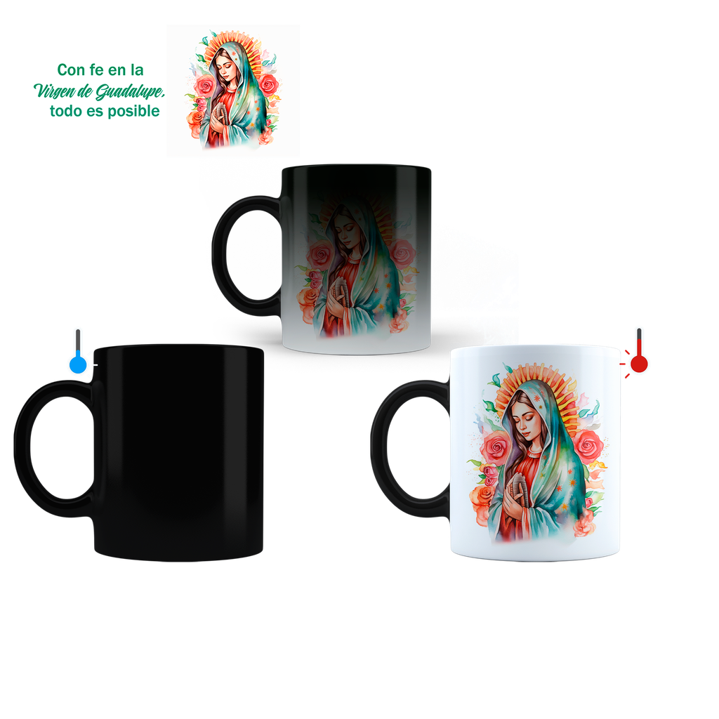 Taza Magica 11 Oz Ts2. Virgen De Guadalupe: Fe Y Devoción (Con nombre)
