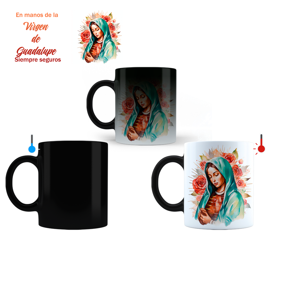 Taza Magica 11 Oz Ts4. Virgen De Guadalupe: Fe Y Devoción (Con nombre)