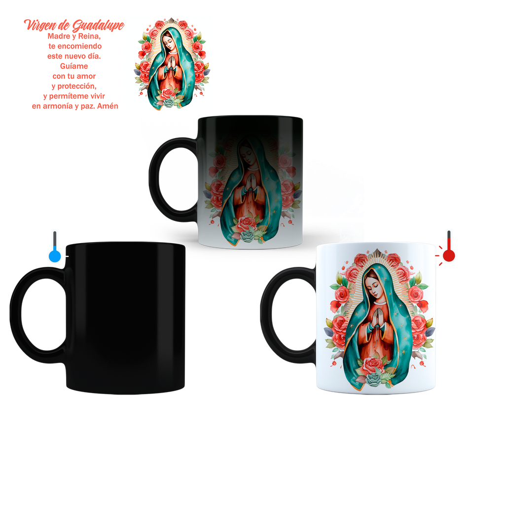 Taza Magica 11 Oz Ts14. Virgen De Guadalupe: Fe Y Devoción (Con nombre)