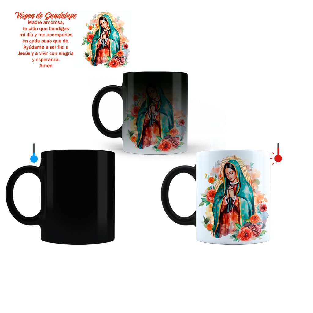 Taza Magica 11 Oz Ts15. Virgen De Guadalupe: Fe Y Devoción (Con nombre)