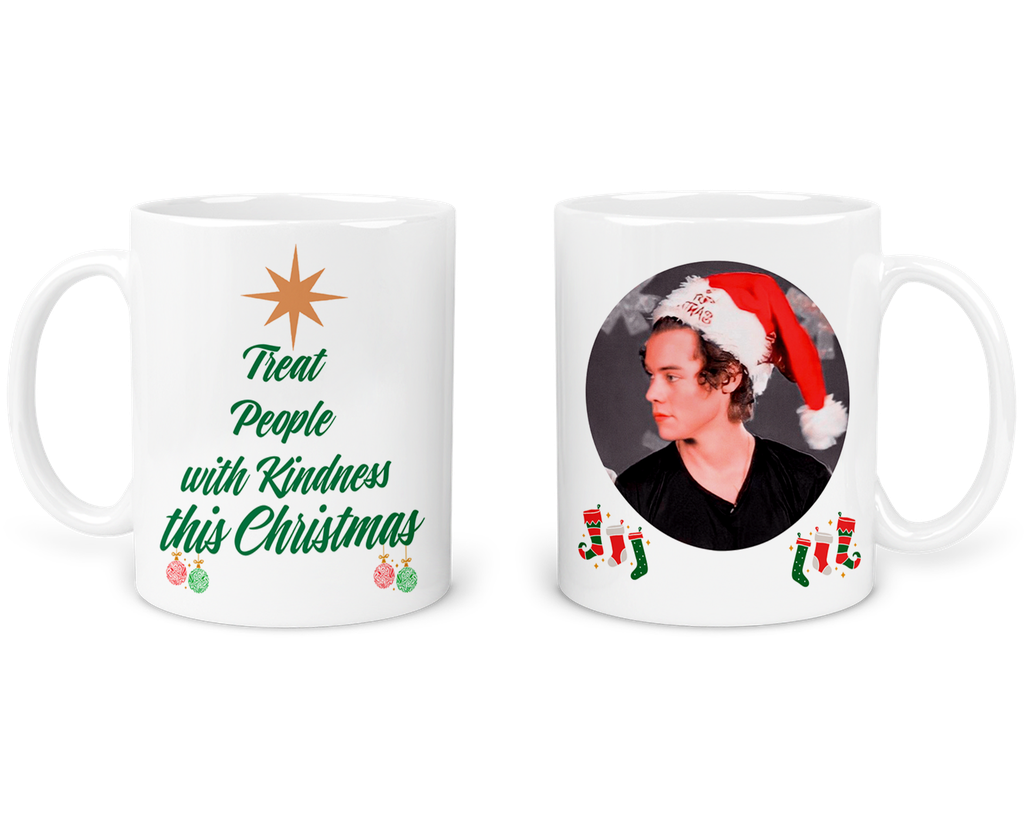 Taza 11 Oz Tan55. Navidad Intercambio. Harry Treat People...