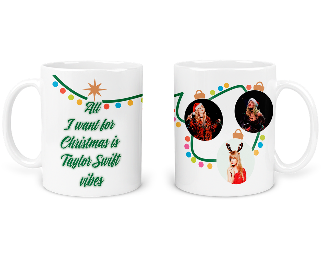 Taza 11 Oz Tan61. Navidad Intercambio. Taylor Vibes