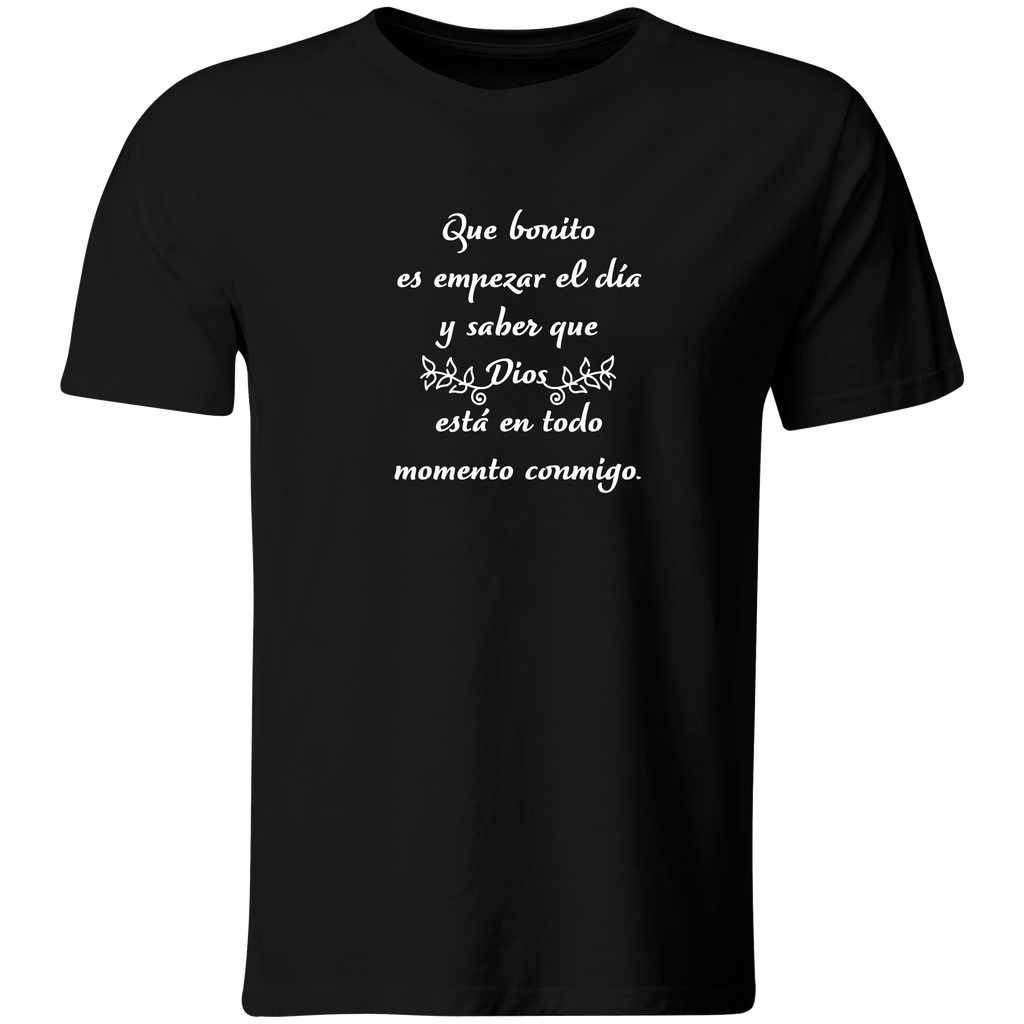 Playera Color Rg34 religiosa. Frase: Que bonito es... Dios (Recto​, Negro​, Blanco)