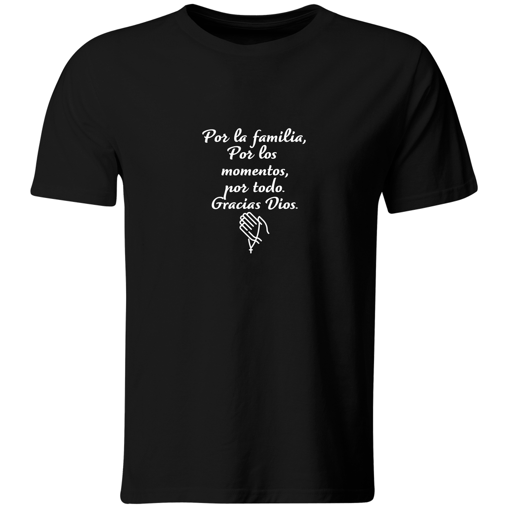Playera Color Rg36 Religiosa. Frase: Gracias Dios. Familia  (Recto​, Negro​, Blanco)
