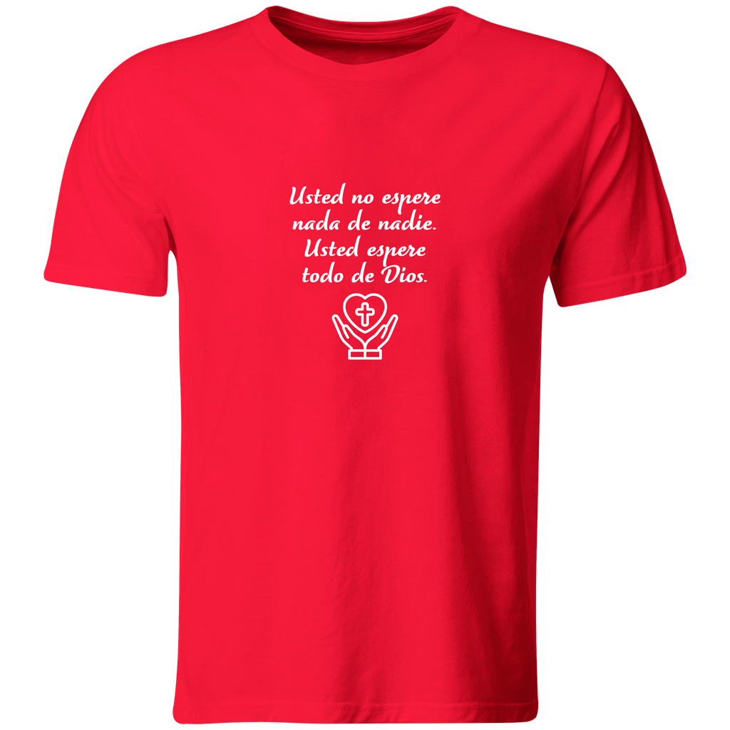 Playera Color Rg41 Religiosa. Frase: Espere todo de Dios. (Recto​, Negro​, Blanco)