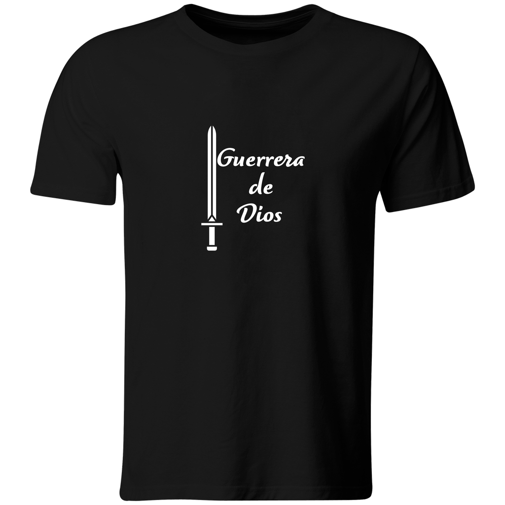 Playera Color Rg42 Religiosa. Frase: Guerrera de Dios (Recto​, Negro​, Blanco)