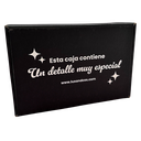 Caja negra 20x30x10 cm "Esta caja contiene un detalle muy especial". 