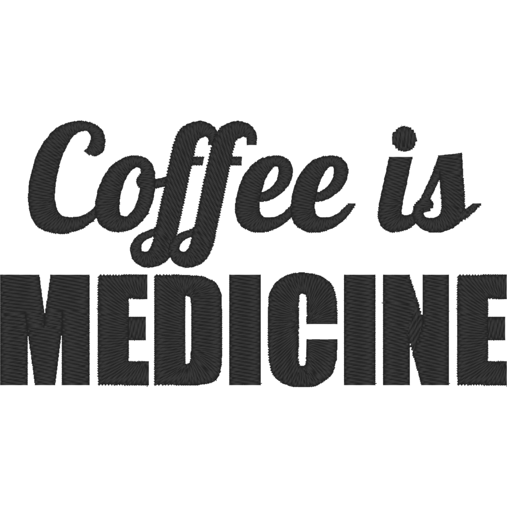 Playera Lc49. Frase Meme Humor: Coffee is medicine. Café (Recto​, Negro​)