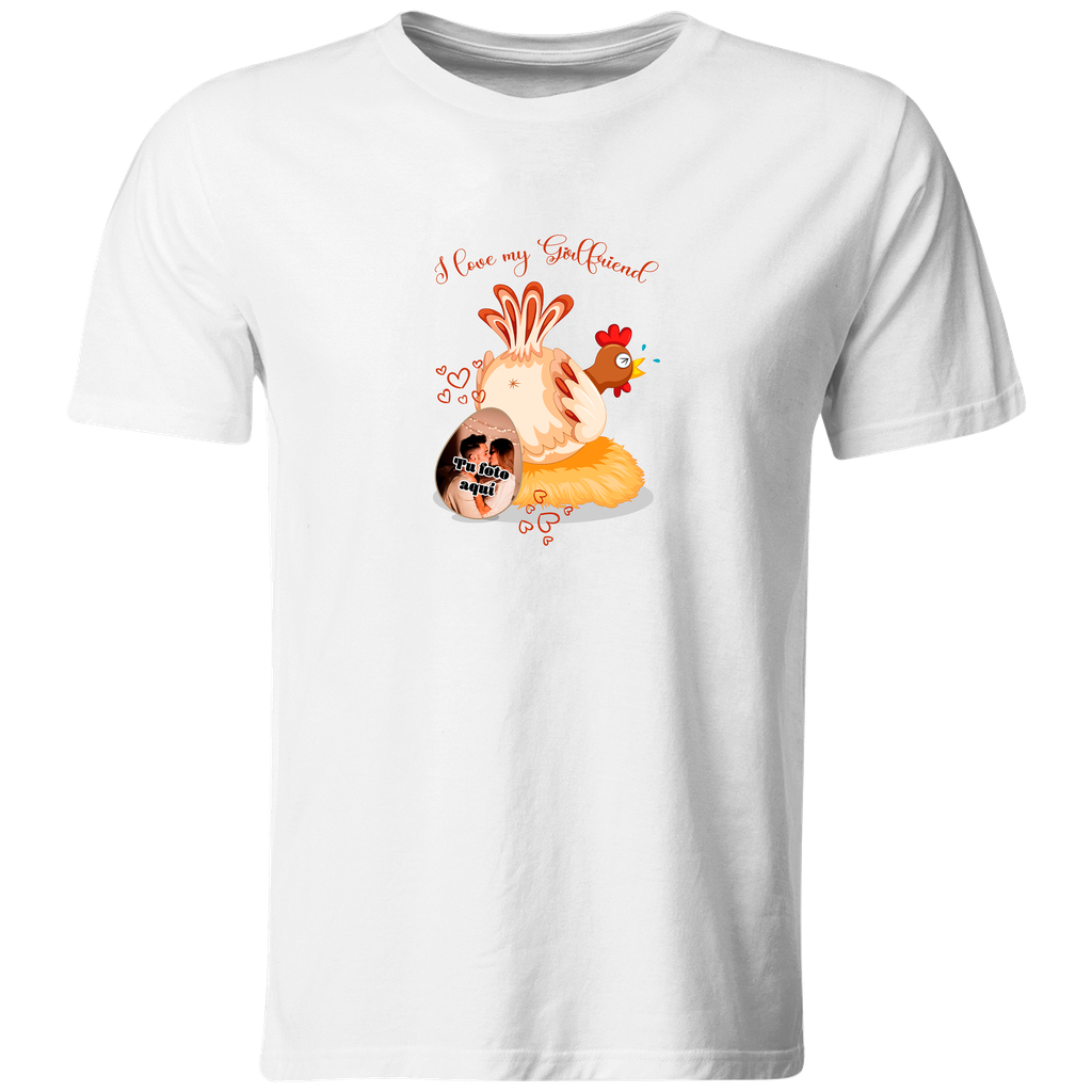 Playera Lsv13 Parejas. Personalizada Con Foto. Gallina Huevo. I love my girlfriend (Recto​)
