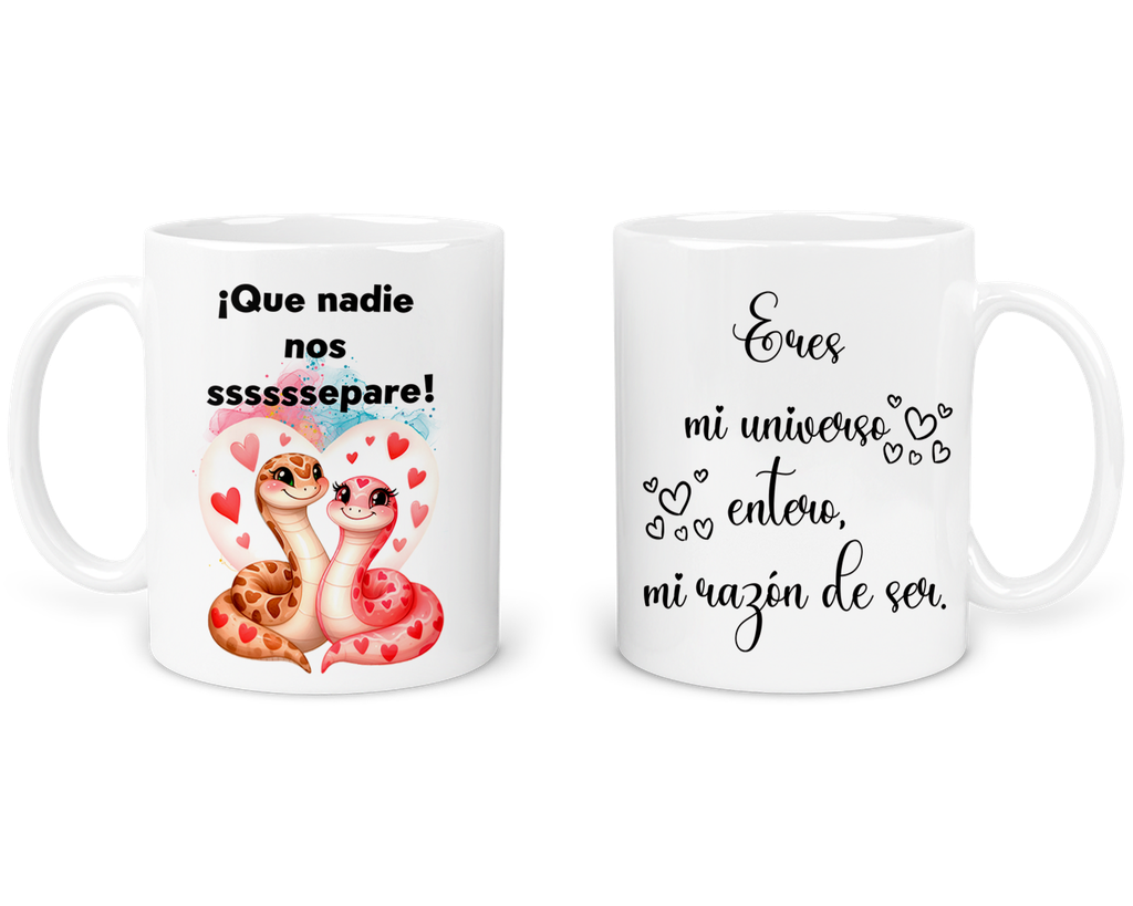 Taza Parejas Tapp44. Que nadie nos separe. Serpiente frase (Con nombre)