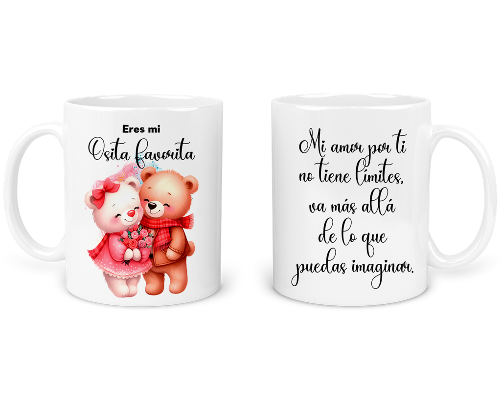 Taza Parejas Tapp45. Frase: Eres mi osita favorita. San Valentin (Con nombre)