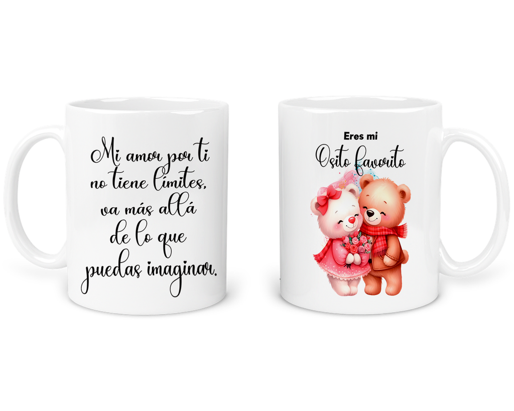 Taza Parejas Tapp46. Frase: Eres Mi Osito Favorito (Con nombre)