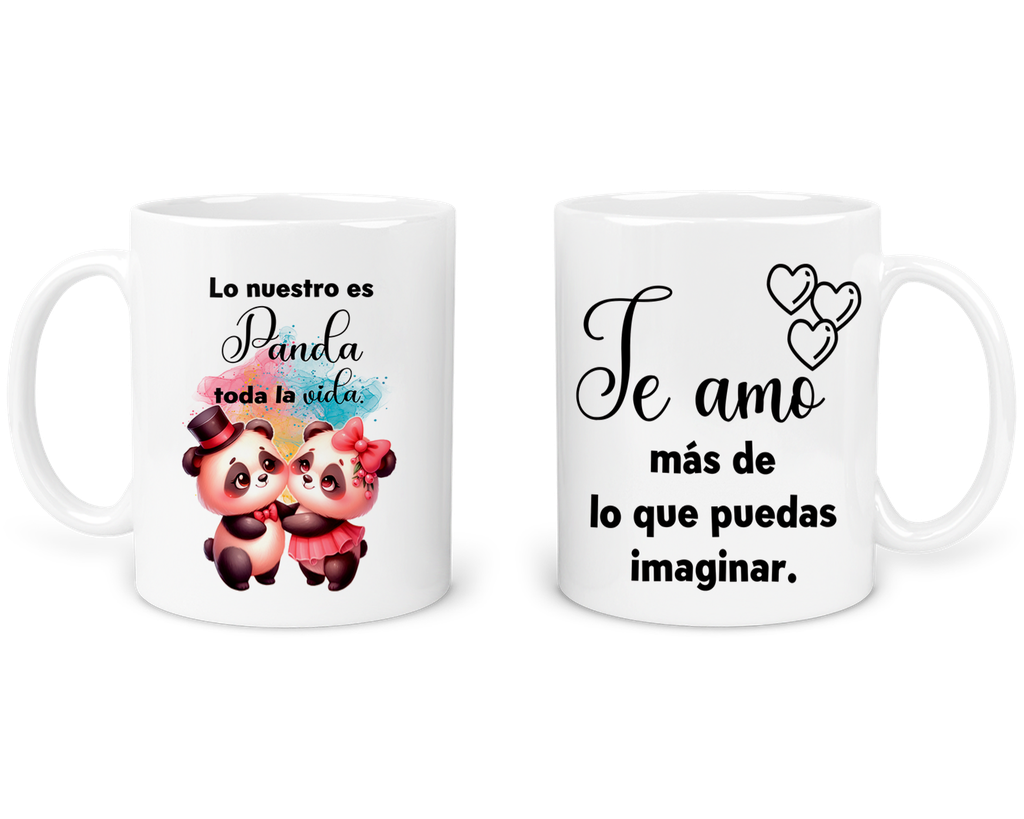 Taza Parejas Tapp47. Frase: Lo nuestro es panda toda la vida (Con nombre)
