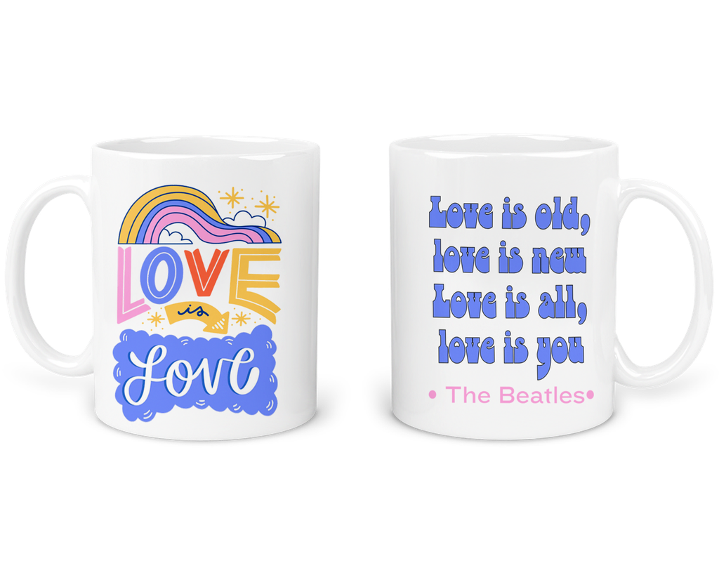 Taza Parejas Tapp51. Frase: Love is love. Love is you beatles (Con nombre)